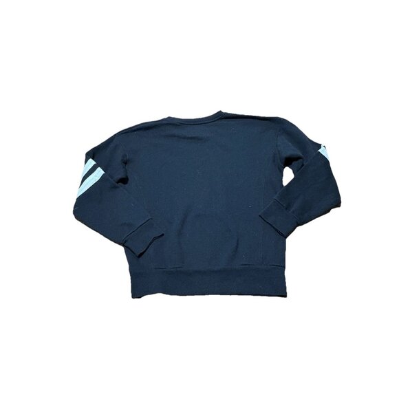 Esstive Black Sweatshirt XS Long Sleeve White Stripe Crewneck Pullover - Picture 5 of 5